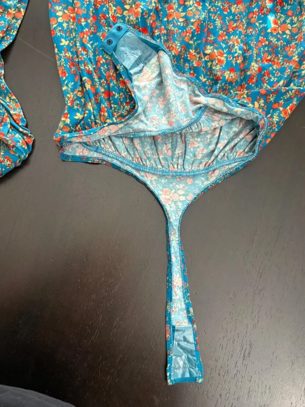 NEW Free People Kaya Turquoise Floral Keyhole Cutout Thong Bodysuit Long-Sleeve